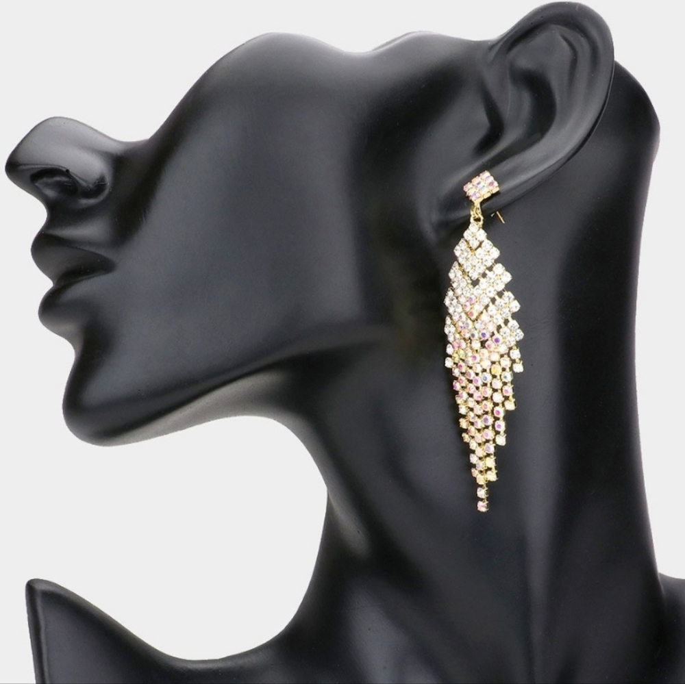 Rhinestone Fringe Dangle Earrings